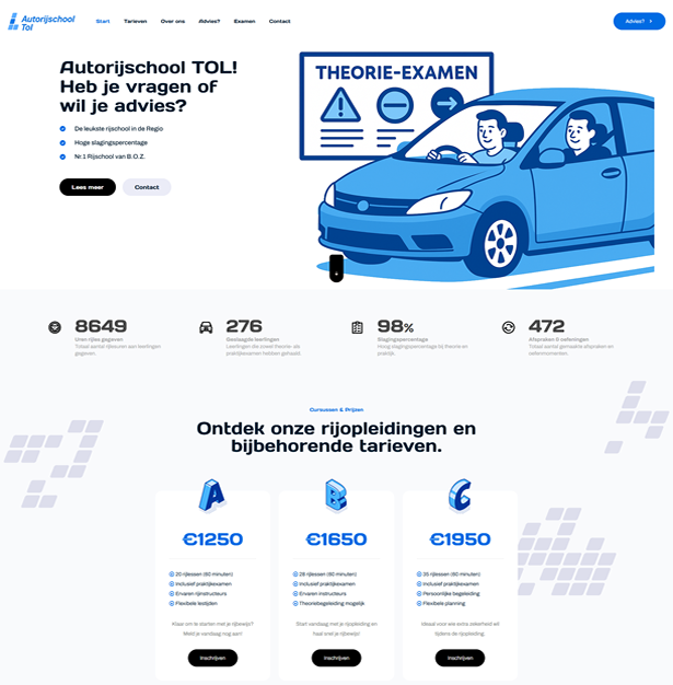 Website ontwerp en ontwikkeling voor Autorijschool Tol